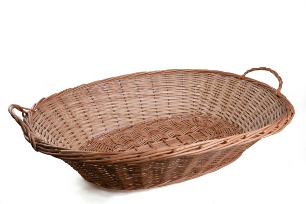 Cesta em vime natural oval meio vime com alça