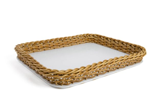 Cesta em vime sintético retangular fundo polietileno - 4 cm