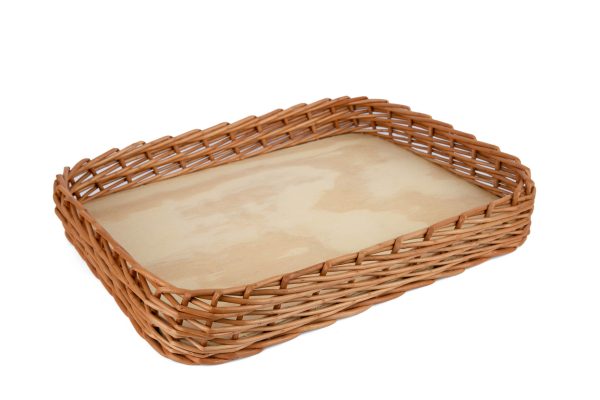 Cesta em vime natural retangular fundo compensado